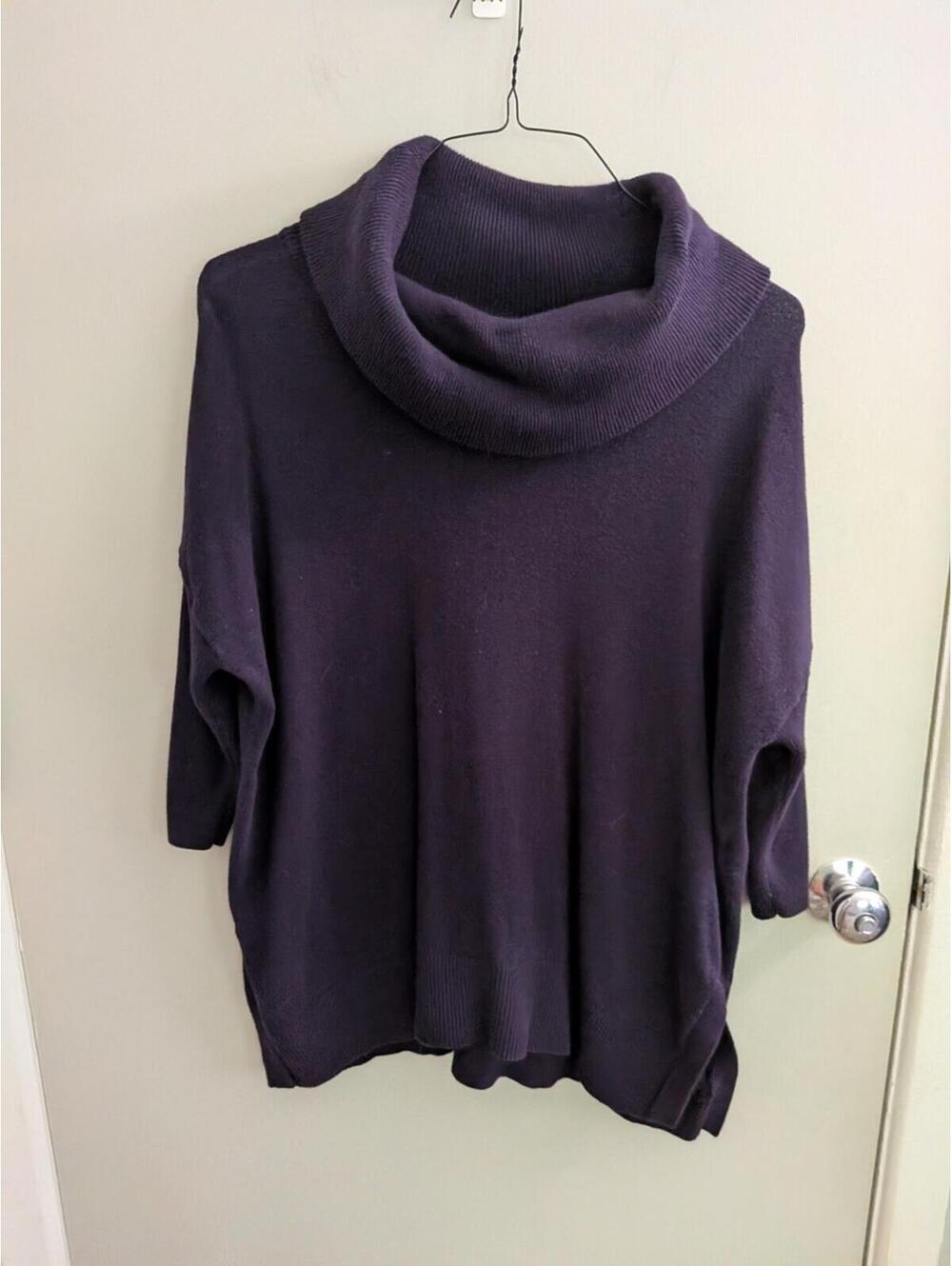 Chico's Size 1 Deep Purple Cowl Neck Sweater Office Winter Dressy Women's EUC